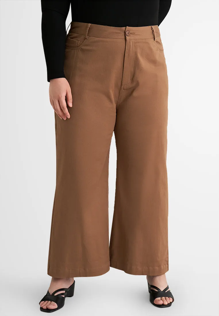 Jazz Soft Stretch Wide Leg Khaki Pants (904202)
