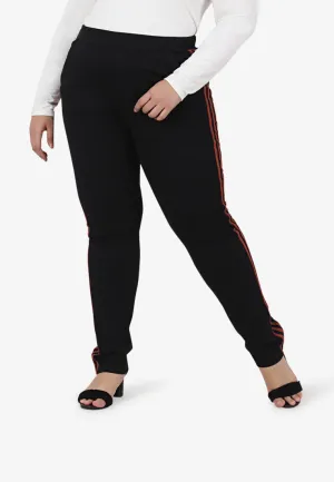 Jenner Striped Slimfit Athleisure Legging Pants - Burnt Orange