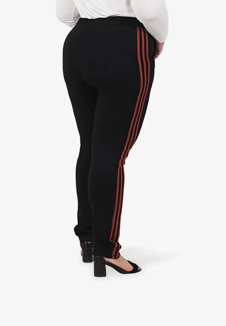 Jenner Striped Slimfit Athleisure Legging Pants - Burnt Orange