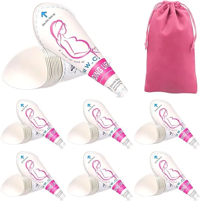 JIURUN 30PCS/50PCS Disposable Female Urination Device, Portable Pee Funnel Standing Pee Disposable for Women, Waterproof Paper Female Urinal Funnel for Travel, Camping, Hiking, Outdoor Activities