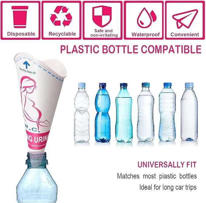 JIURUN Female Urination Device Pee Funnel for Women Portable Disposable Female Urinal Funnel to Standing Pee for Pregnant, Wounded, Travel, Camping, Outdoor Activities (51)