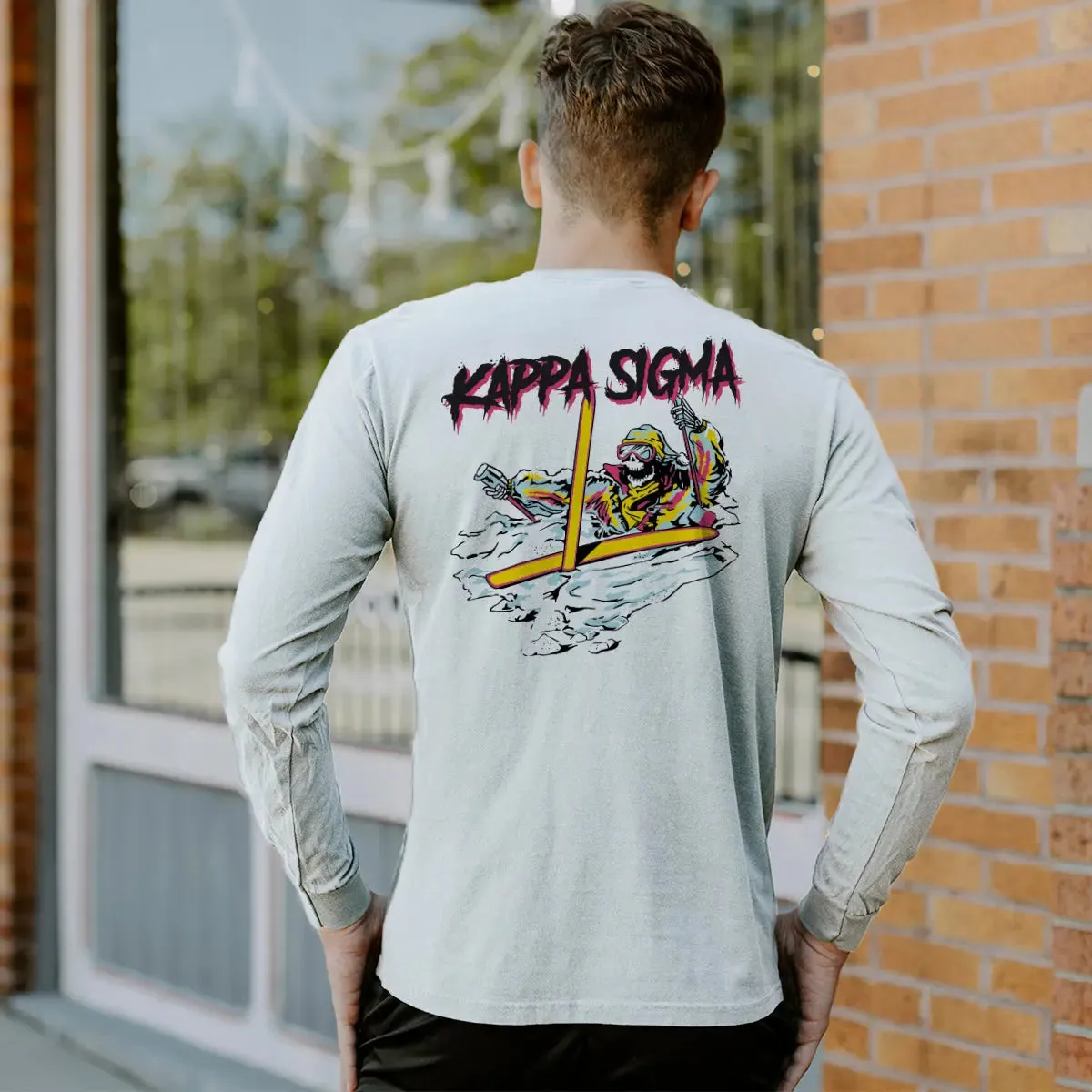 Kappa Sig White Long Sleeve Ski-leton Tee