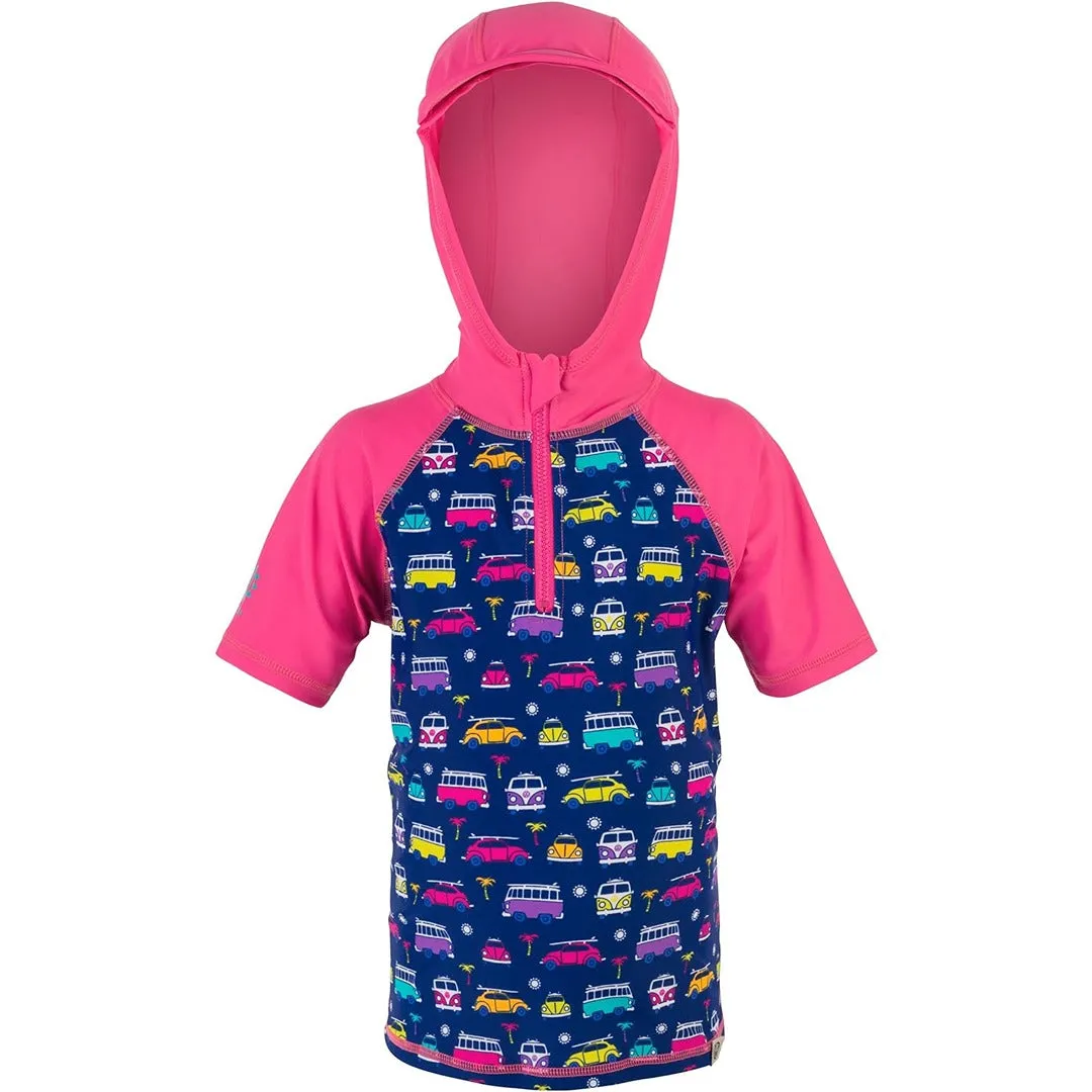 Kids Hooded Rash Vest VW Pink/Blue Age 1