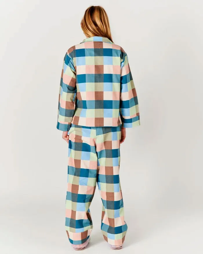 KIP & CO Adult Flannelette Long Sleeve Shirt & Pant Pyjama Set - Woodlands Tartan