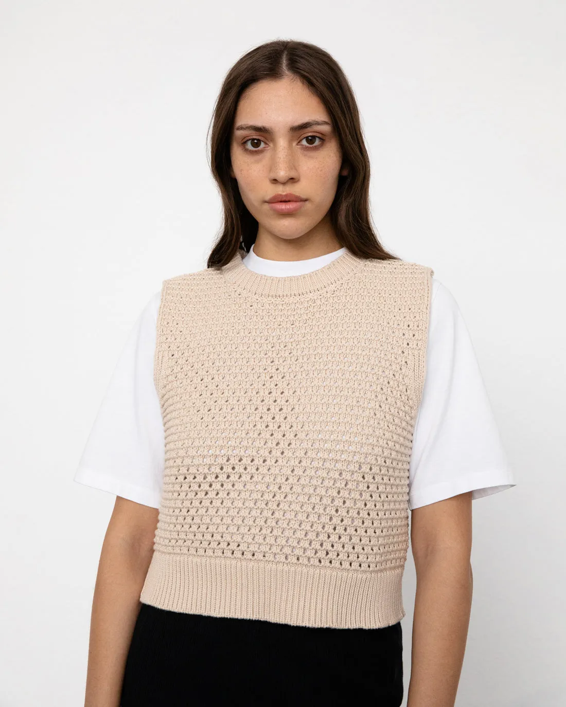 Knit Vest Natural Beige