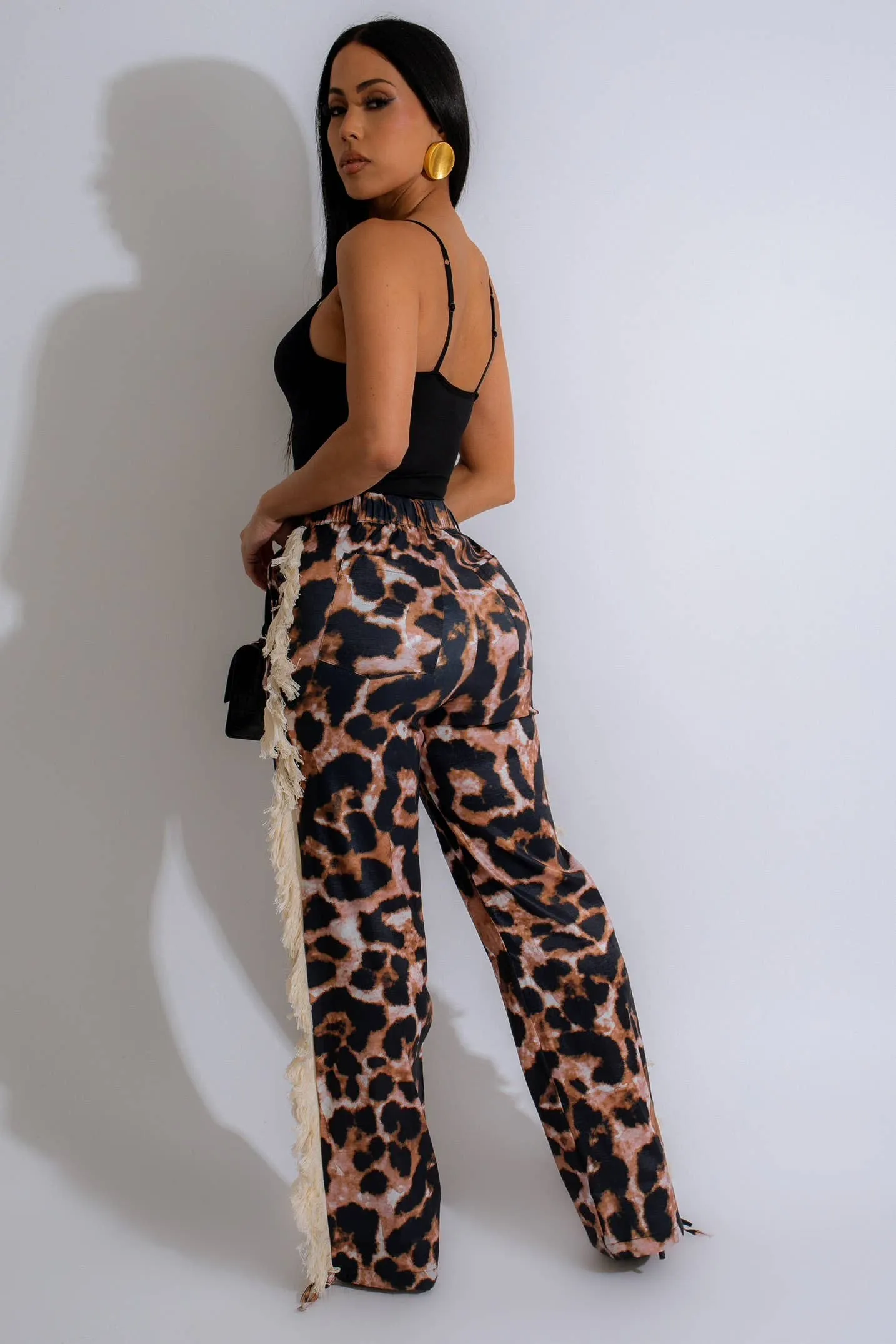 Leopard Print Fringe Pants