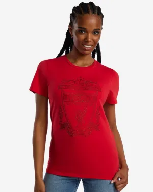 LFC Womens Diamonté Crest Tee Red
