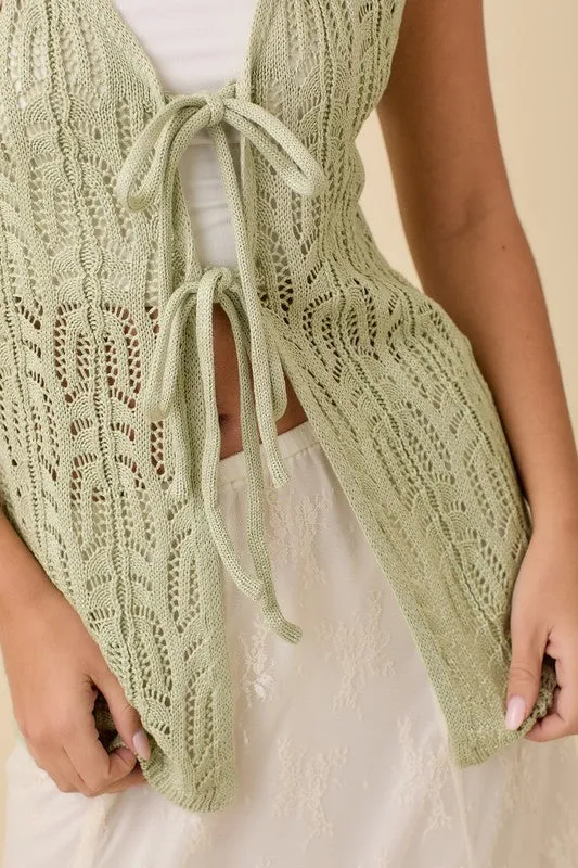 Long Crochet Knitted Vest