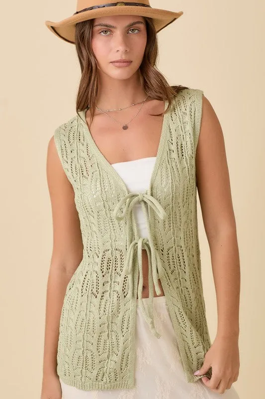 Long Crochet Knitted Vest