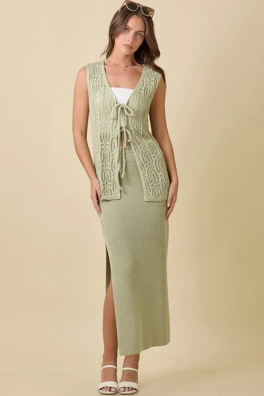 Long Crochet Knitted Vest