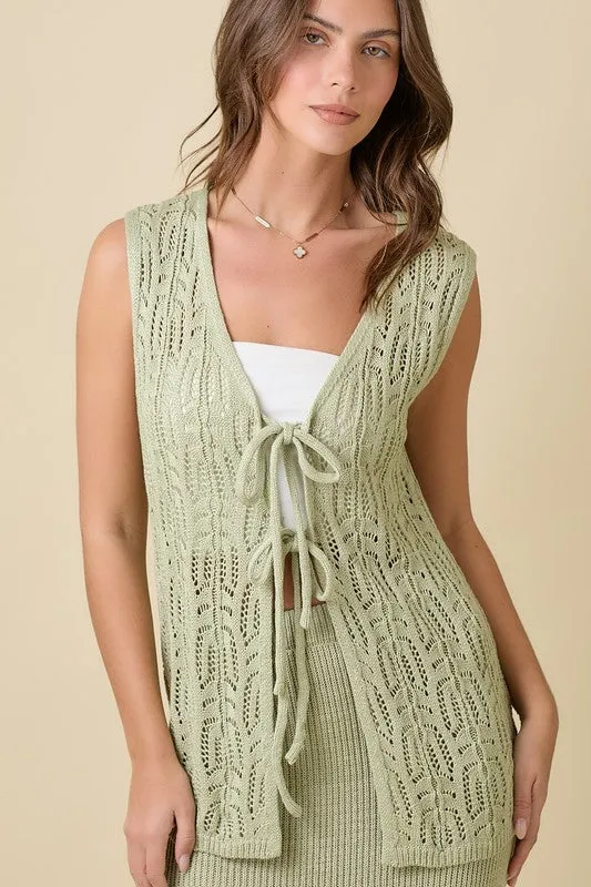 Long Crochet Knitted Vest