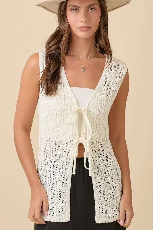 Long Crochet Knitted Vest