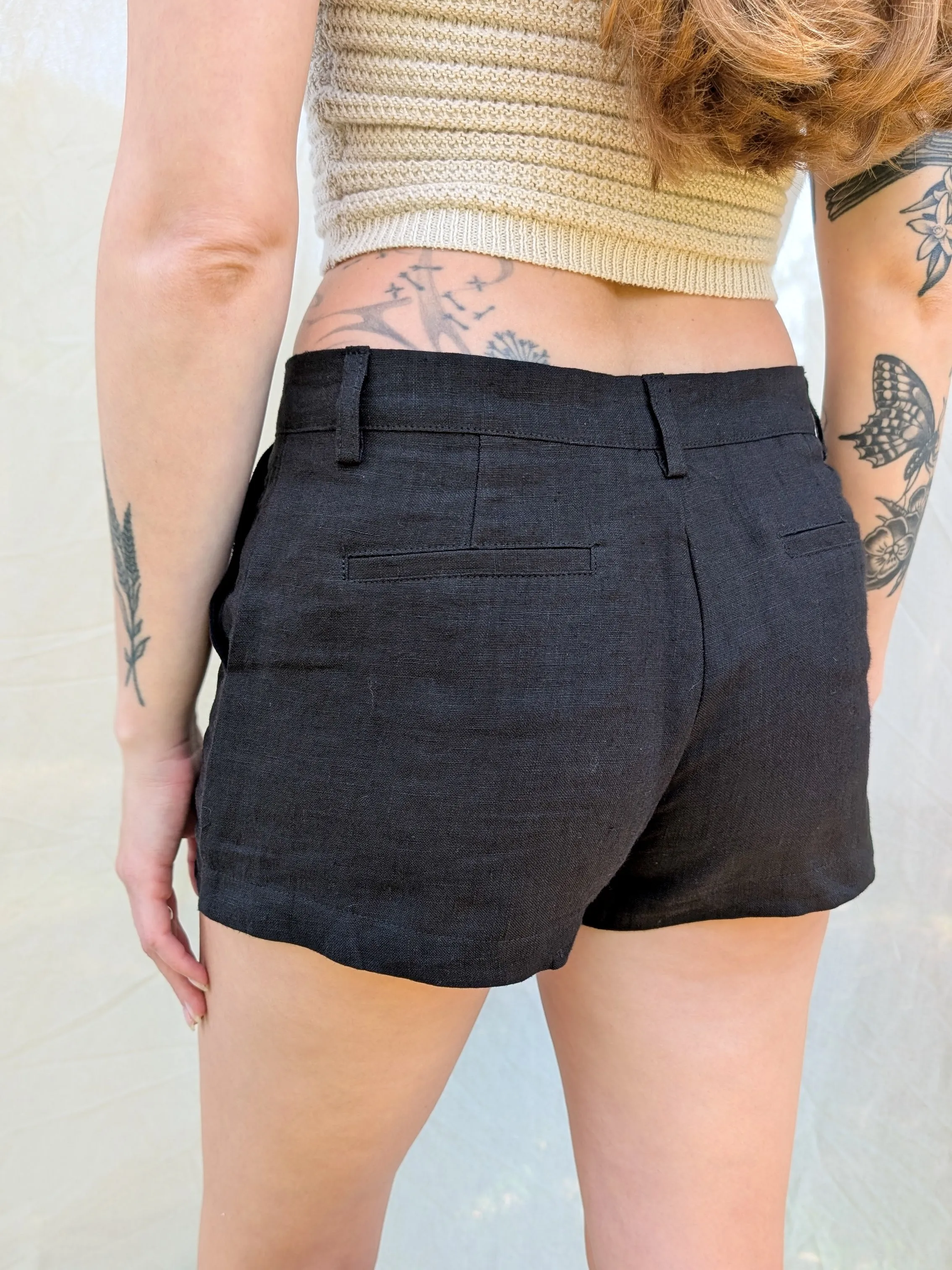 Low Rise Linen Shorts