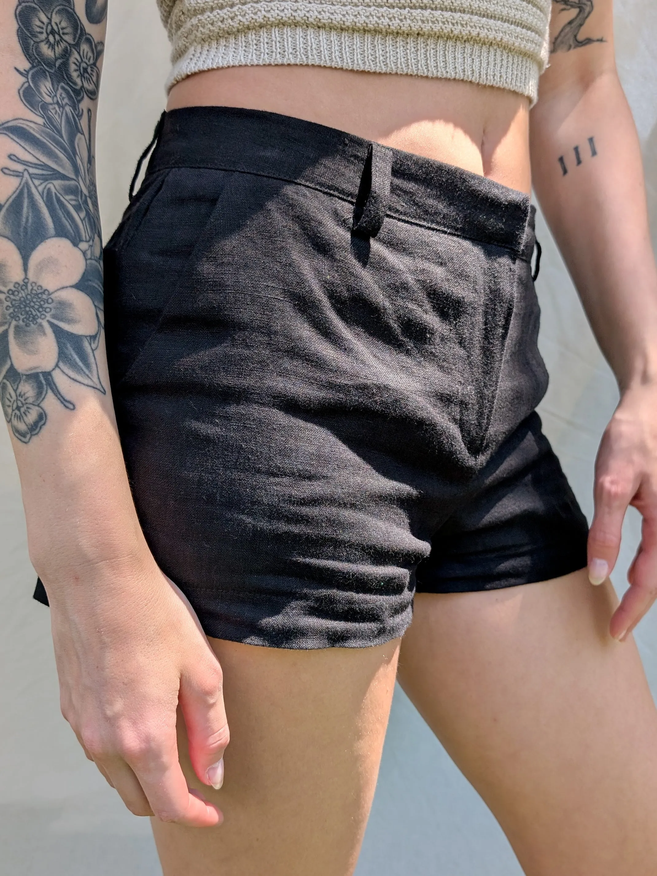 Low Rise Linen Shorts