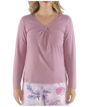 Magnolia Lounge Twist Front Tee - Mauve