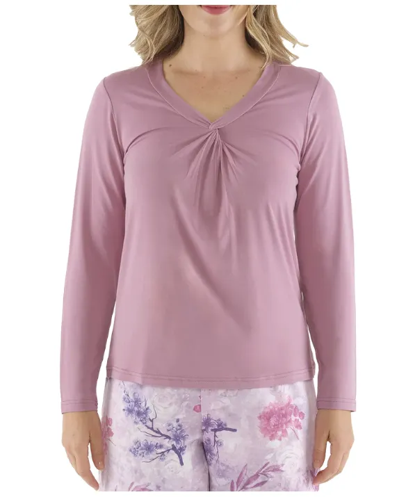 Magnolia Lounge Twist Front Tee - Mauve