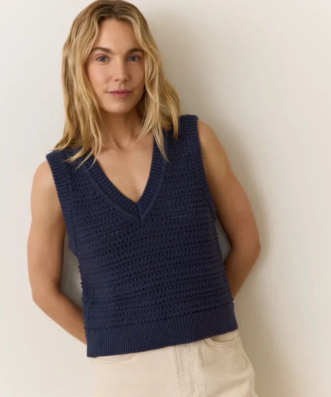 Marine Layer Montecito Sweater Vest in Navy