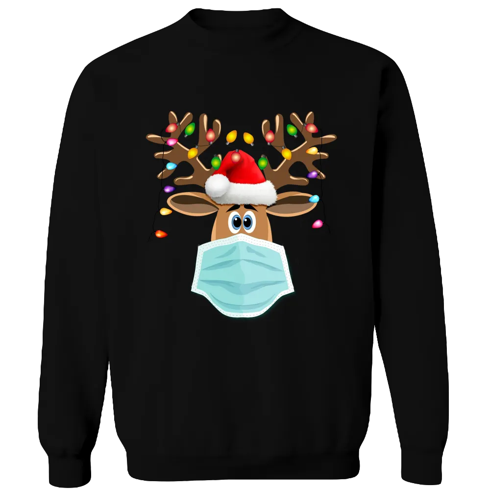 Masked Reindeer Christmas Crewneck Sweat Shirt