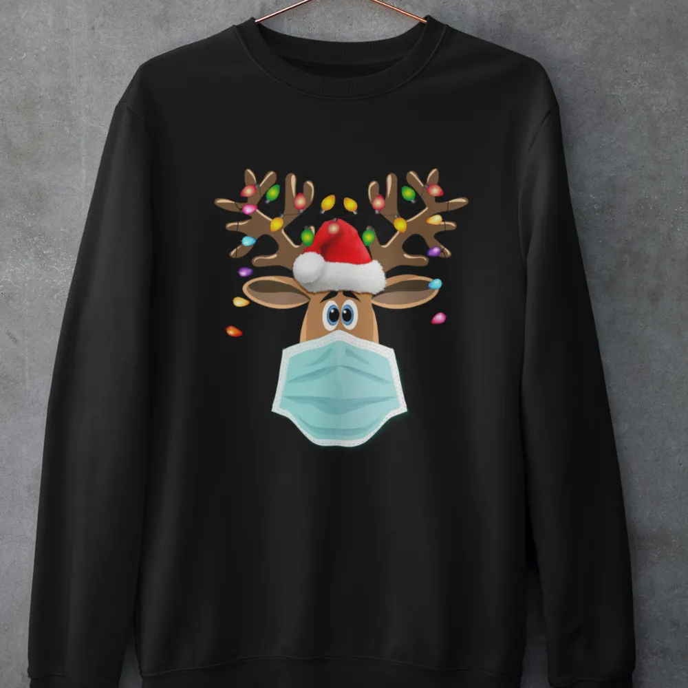 Masked Reindeer Christmas Crewneck Sweat Shirt