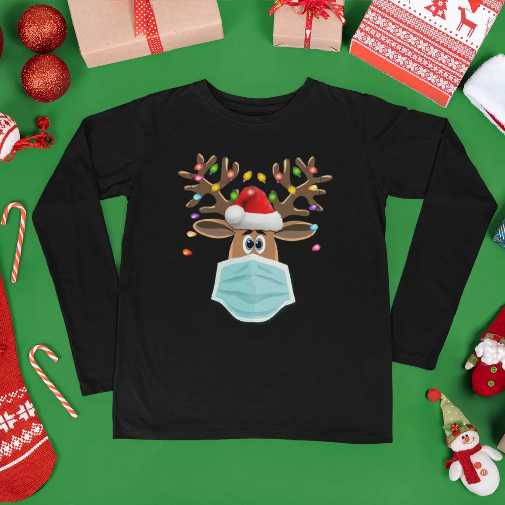 Masked Reindeer Christmas Long Sleeve Tee