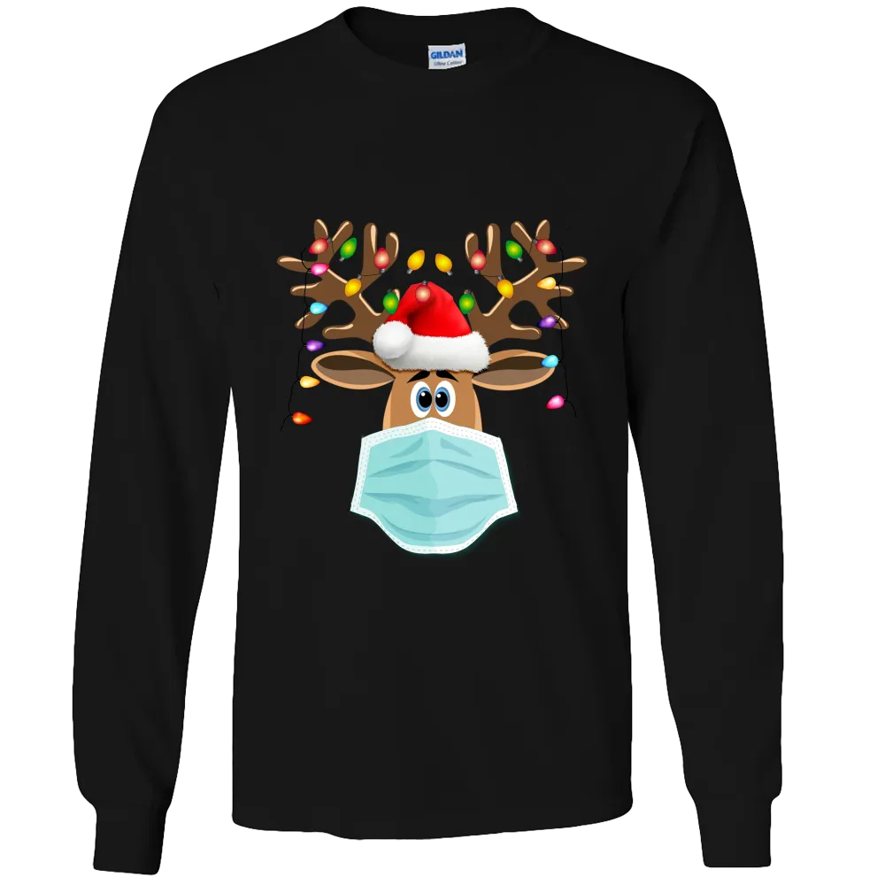 Masked Reindeer Christmas Long Sleeve Tee