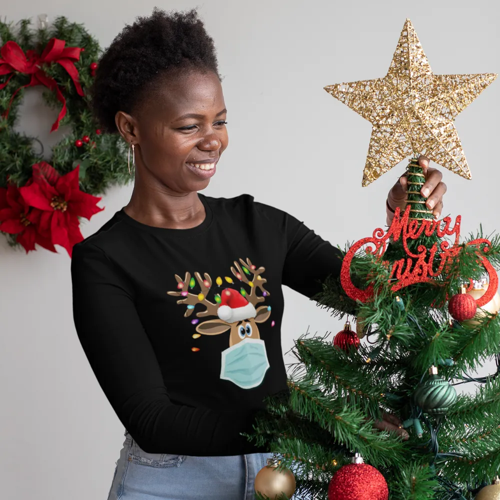 Masked Reindeer Christmas Long Sleeve Tee