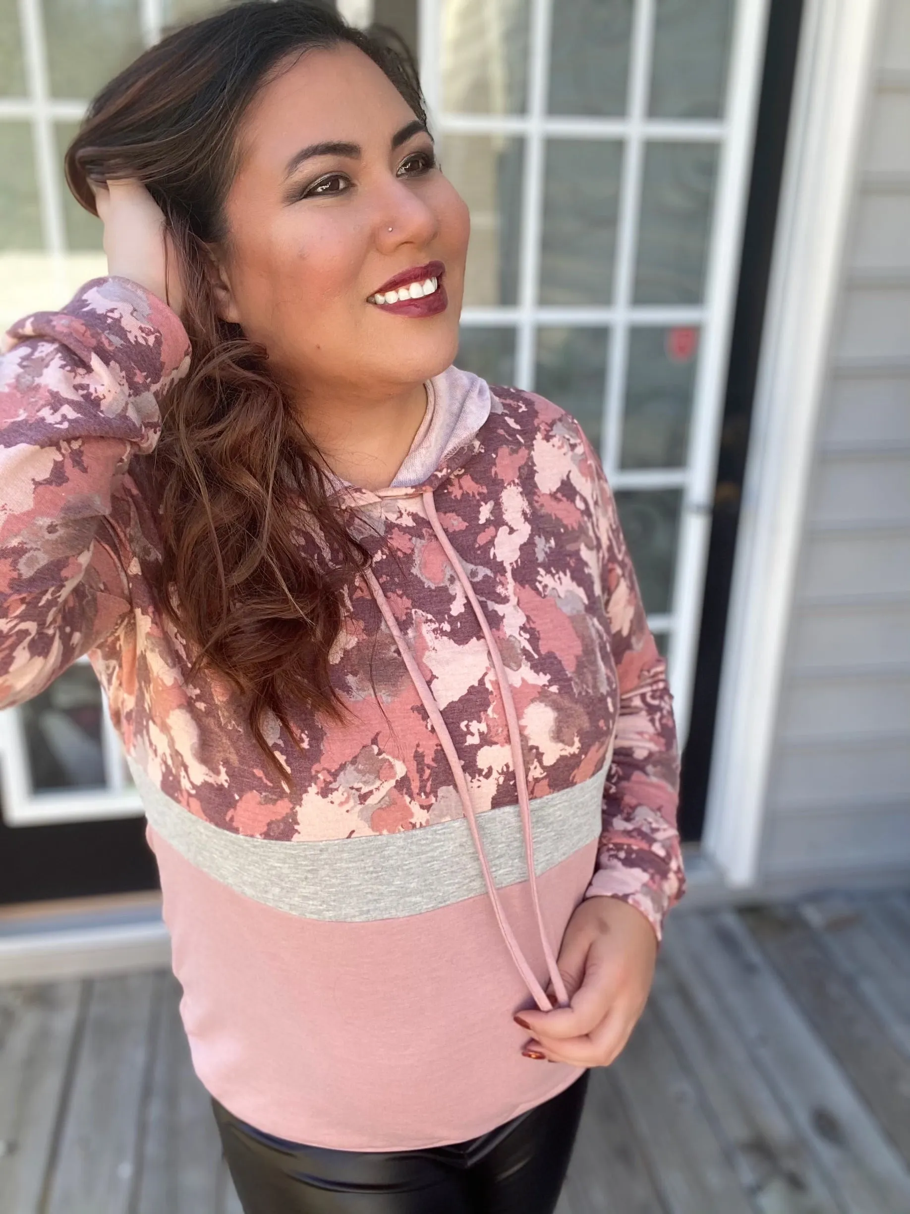 Mauve and pink splatter hoodie
