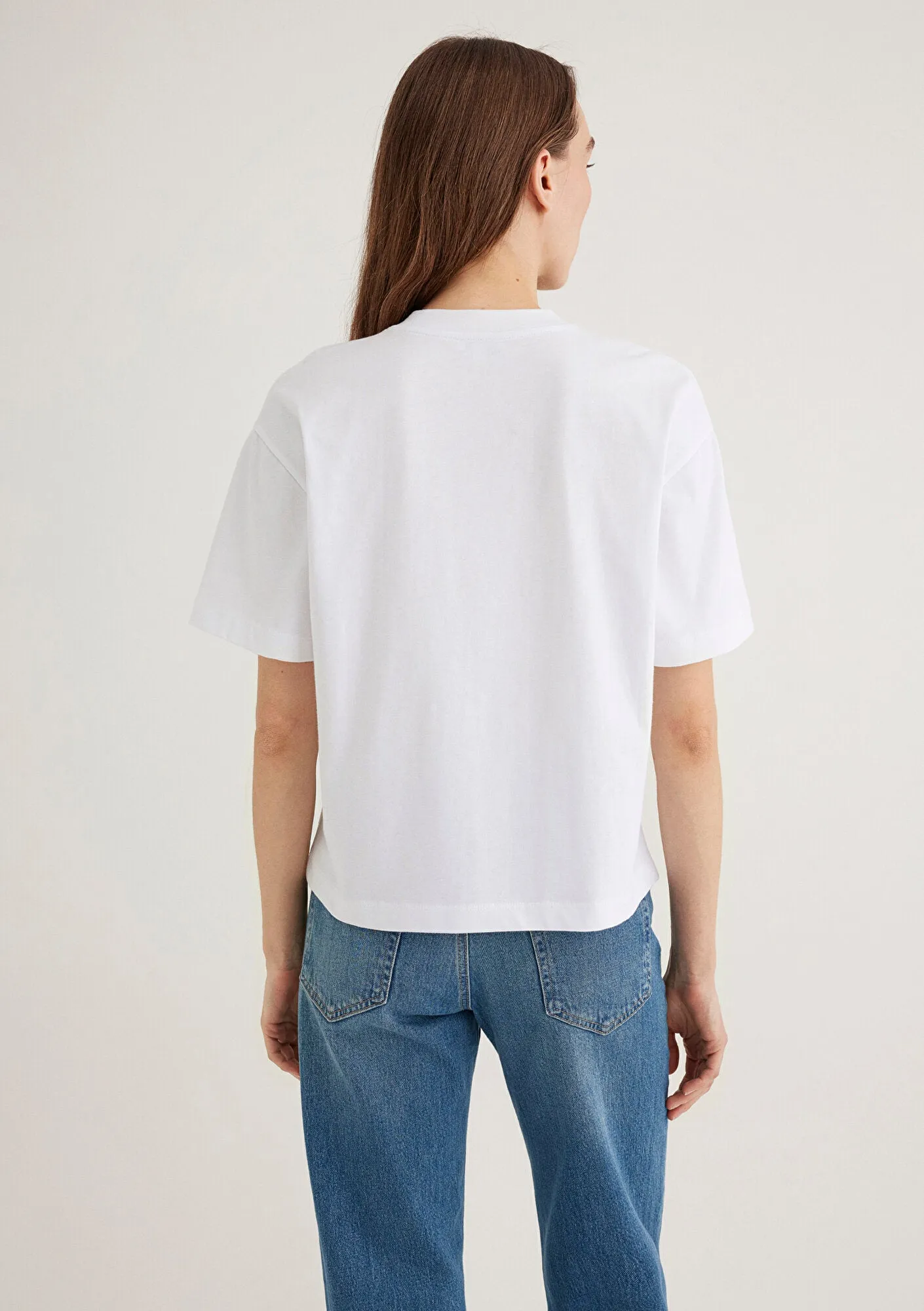 Mavi Emroidered White Basic T-Shirt