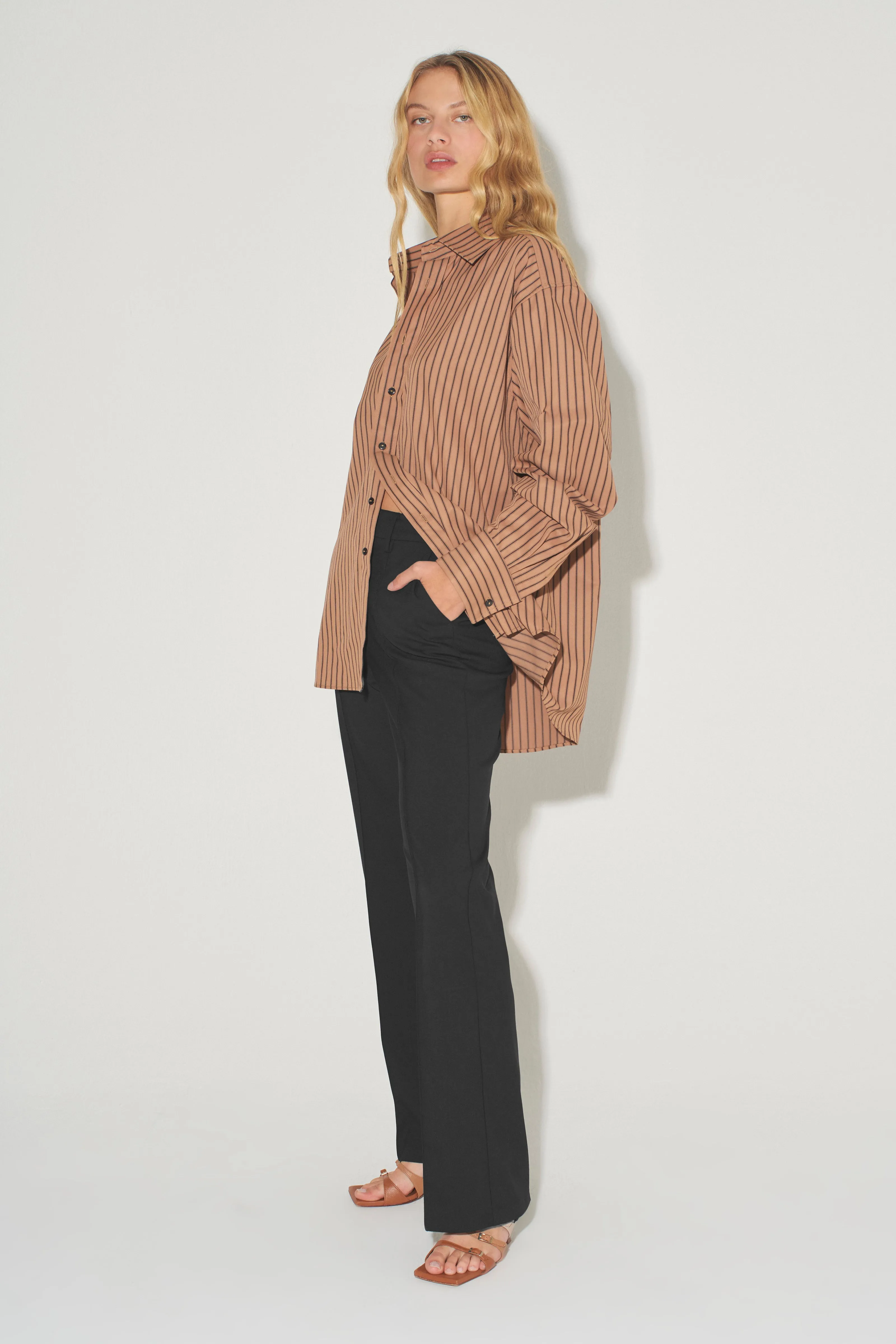 McCall Oversized Shirt Tan Stripe