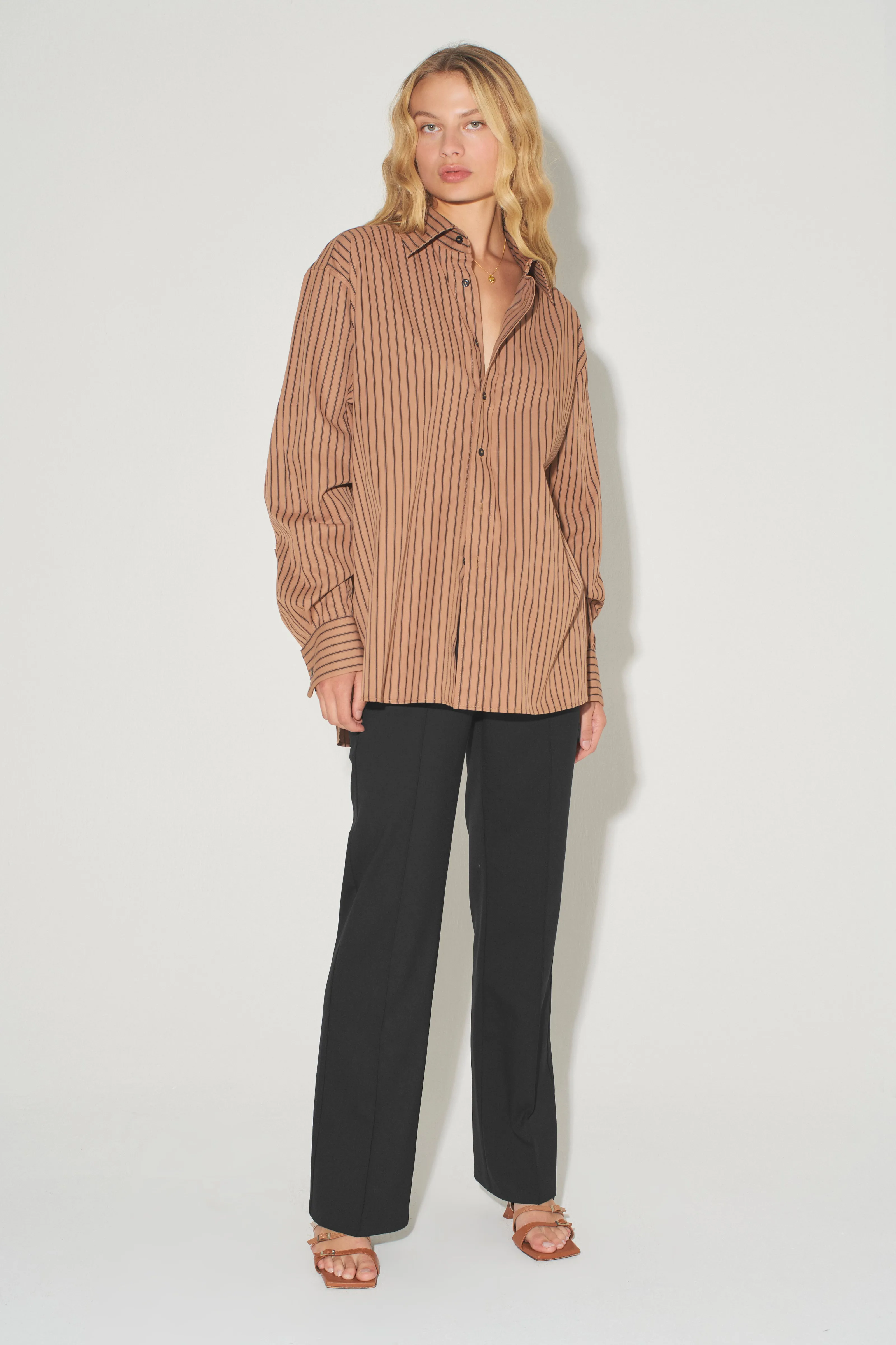 McCall Oversized Shirt Tan Stripe