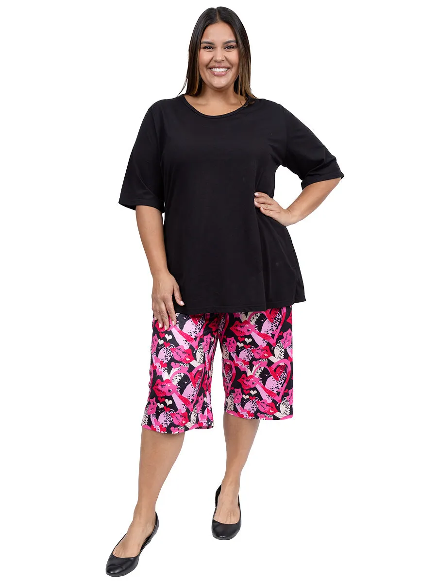 Mckenna Sleep Capris - Pink Print**