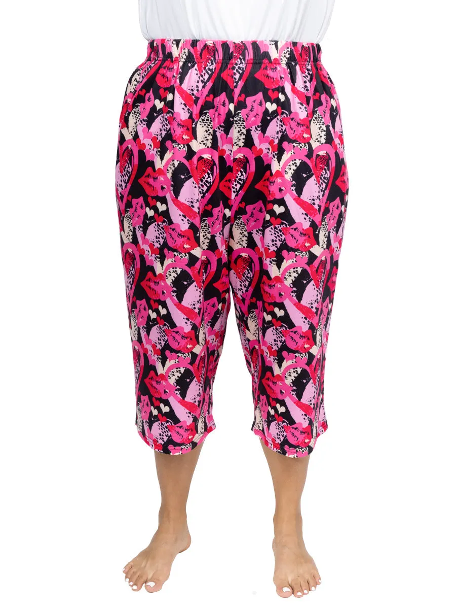 Mckenna Sleep Capris - Pink Print**