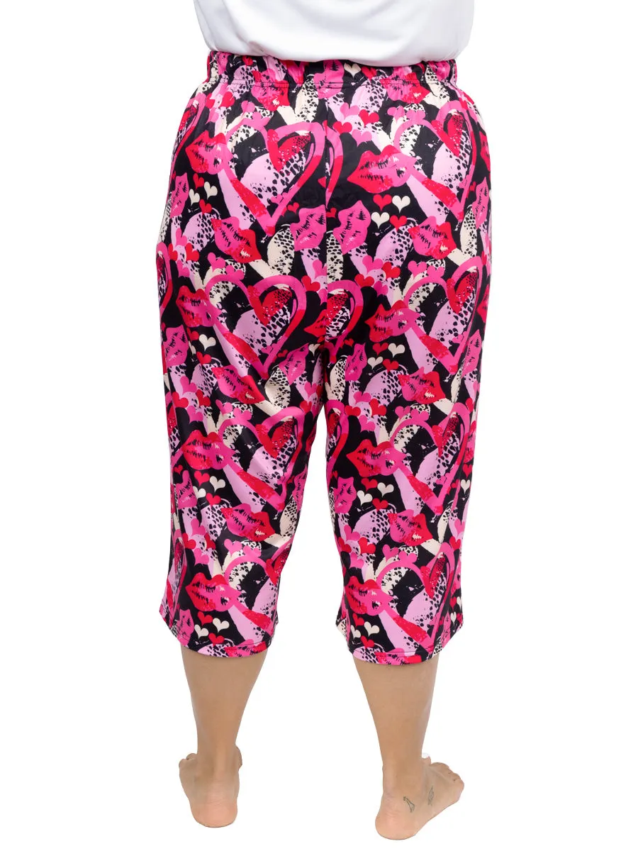 Mckenna Sleep Capris - Pink Print**