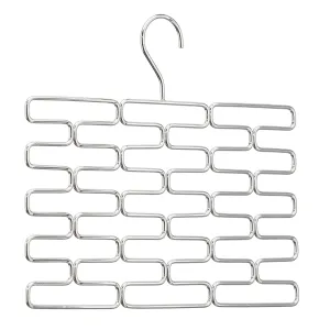 mDesign Metal Closet Over Rod Hanging Clothing and Accessory Organizer for Scarves, Wraps, Tights, Ties - Snag Free Design - 23 Sections, Modern Geometric Wire Design - 2 Pack - Chrome