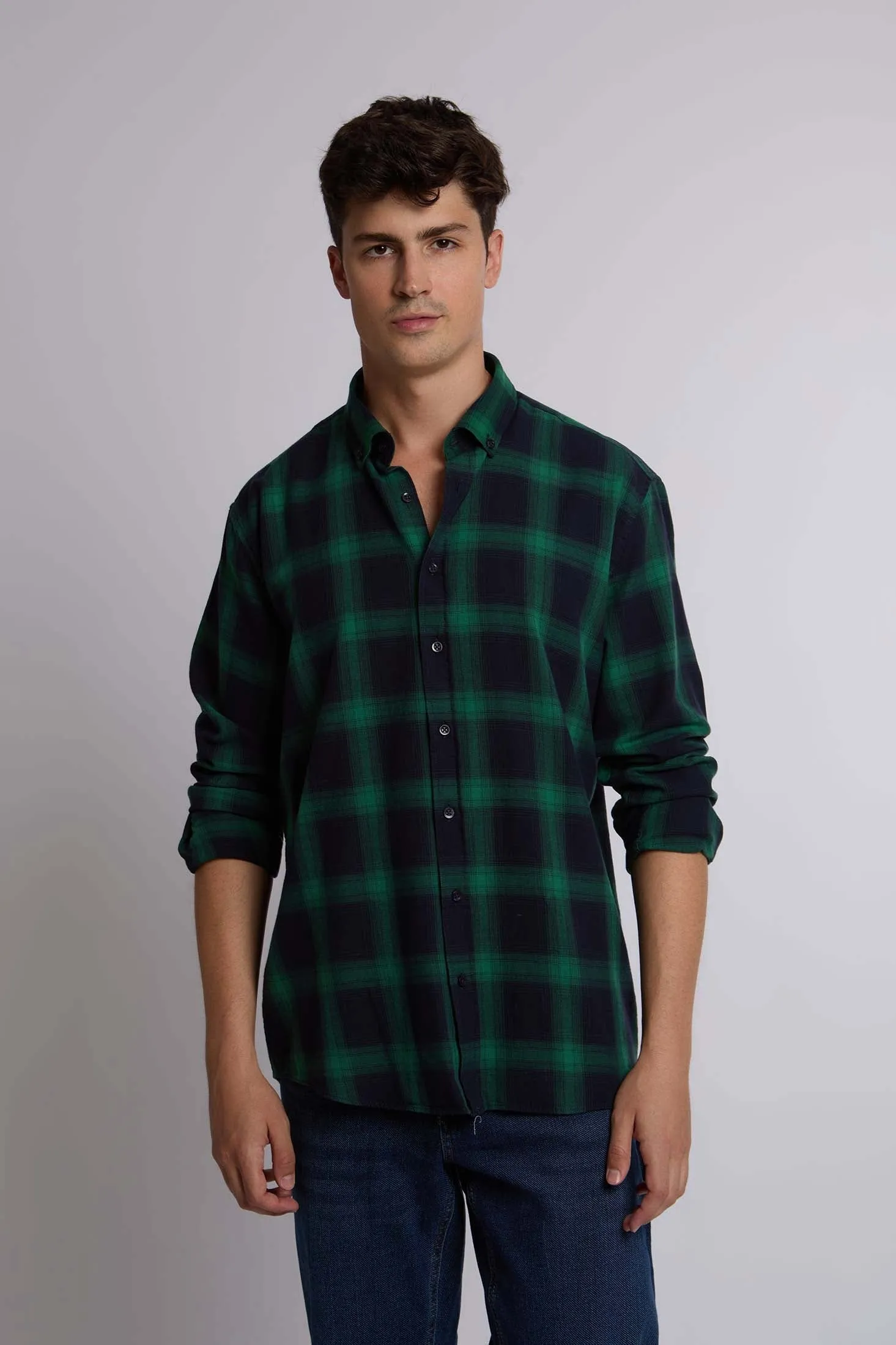 Men Shirt Regular Fit Cotton  Long Sleeve Beige