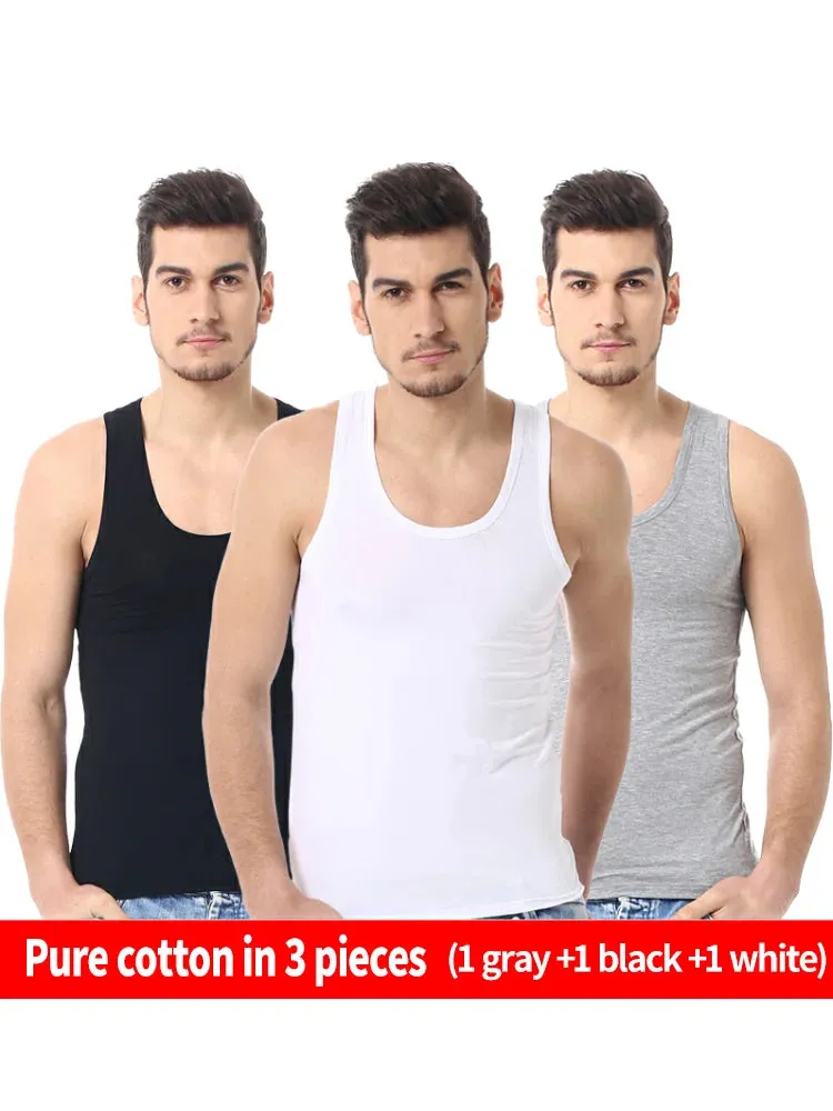 Men's Four Seasons Thin Cotton Vest Casual Comfortable Slim Fitness Sweatshirt