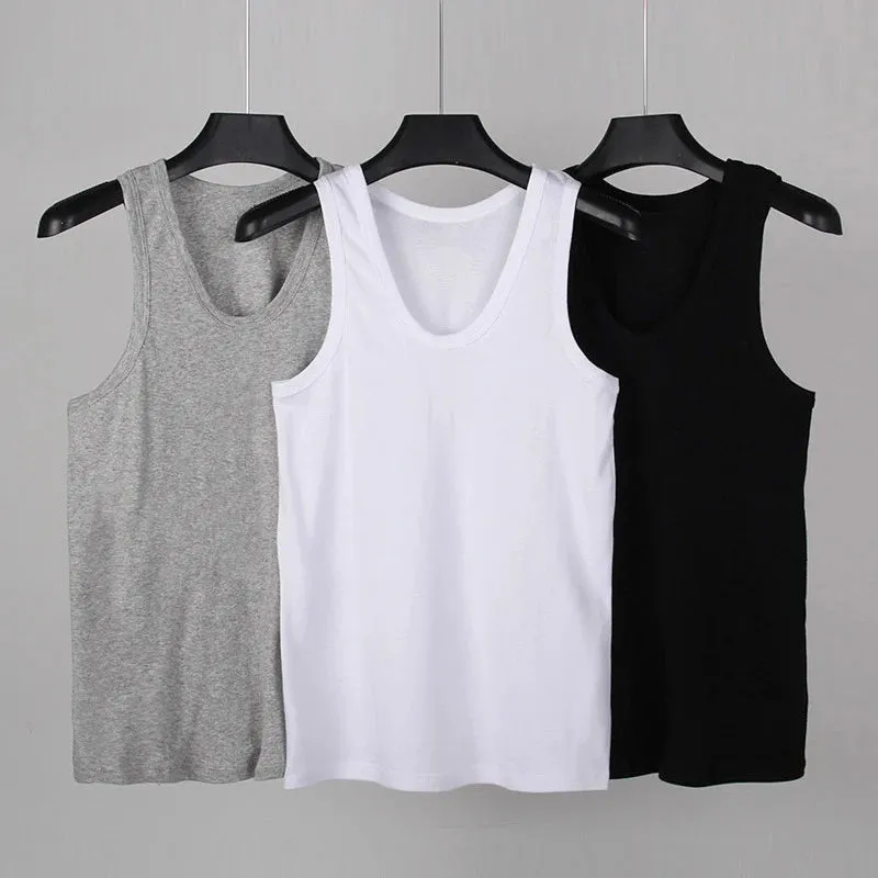 Men's Four Seasons Thin Cotton Vest Casual Comfortable Slim Fitness Sweatshirt
