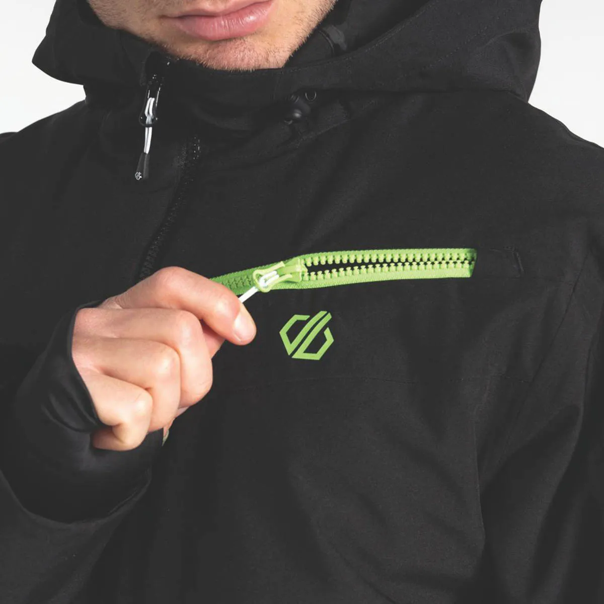 Mens Jacket Waterproof Windproof Breathable Black Hooded Large Size 62" Chest