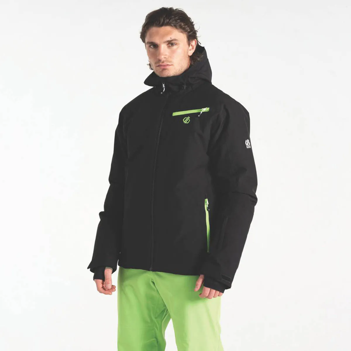 Mens Jacket Waterproof Windproof Breathable Black Hooded Large Size 62" Chest