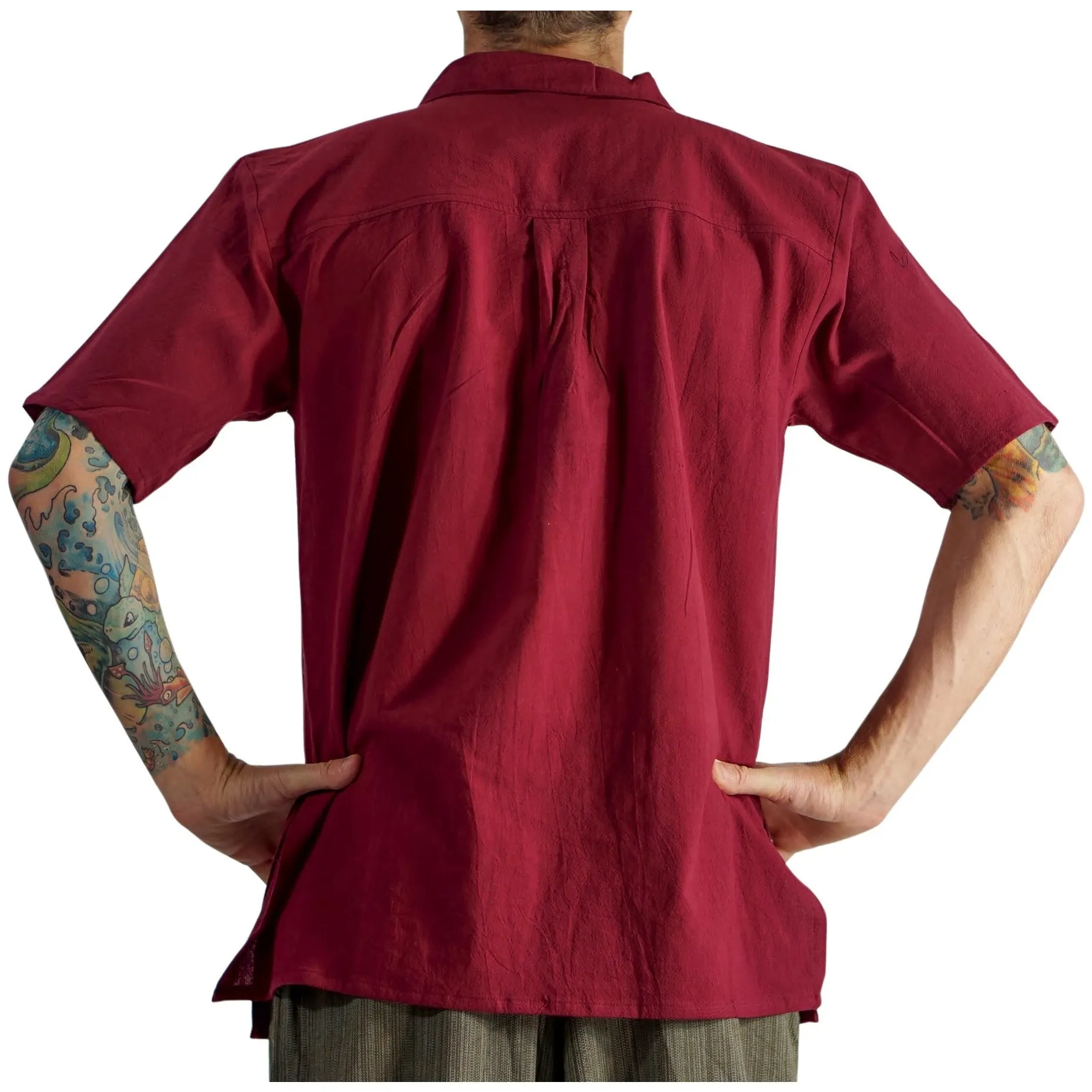 'Merchant' Shirt, Short Sleeves - Maroon