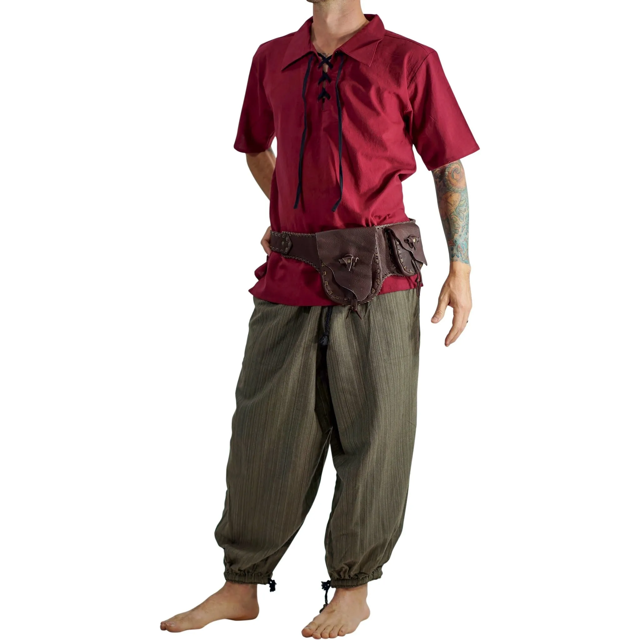 'Merchant' Shirt, Short Sleeves - Maroon