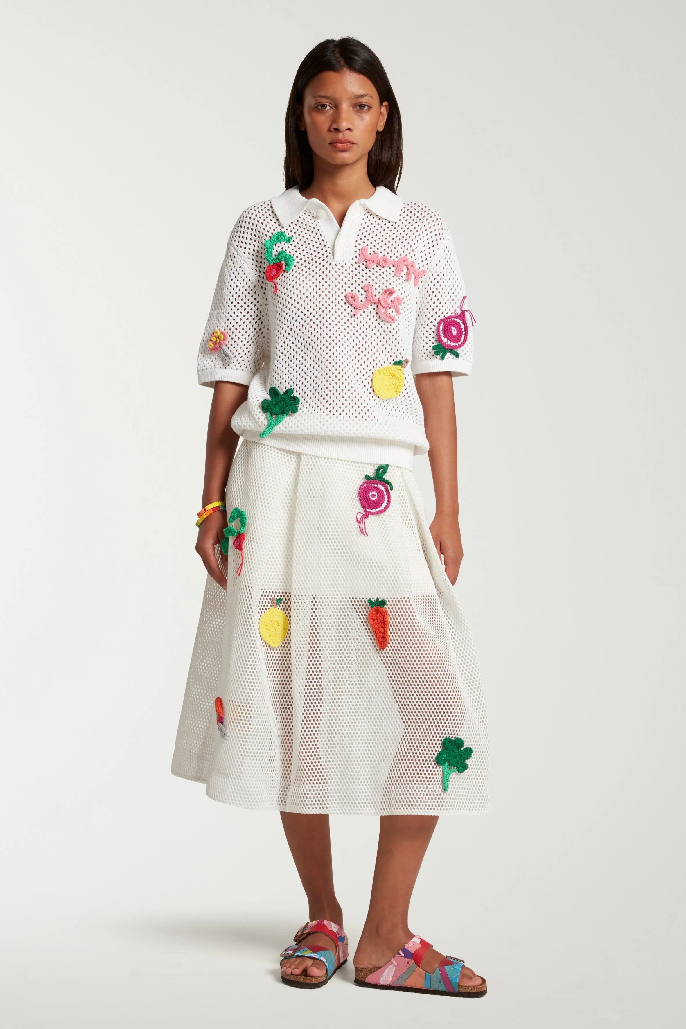 Mesh Skirt With Crochet Patches