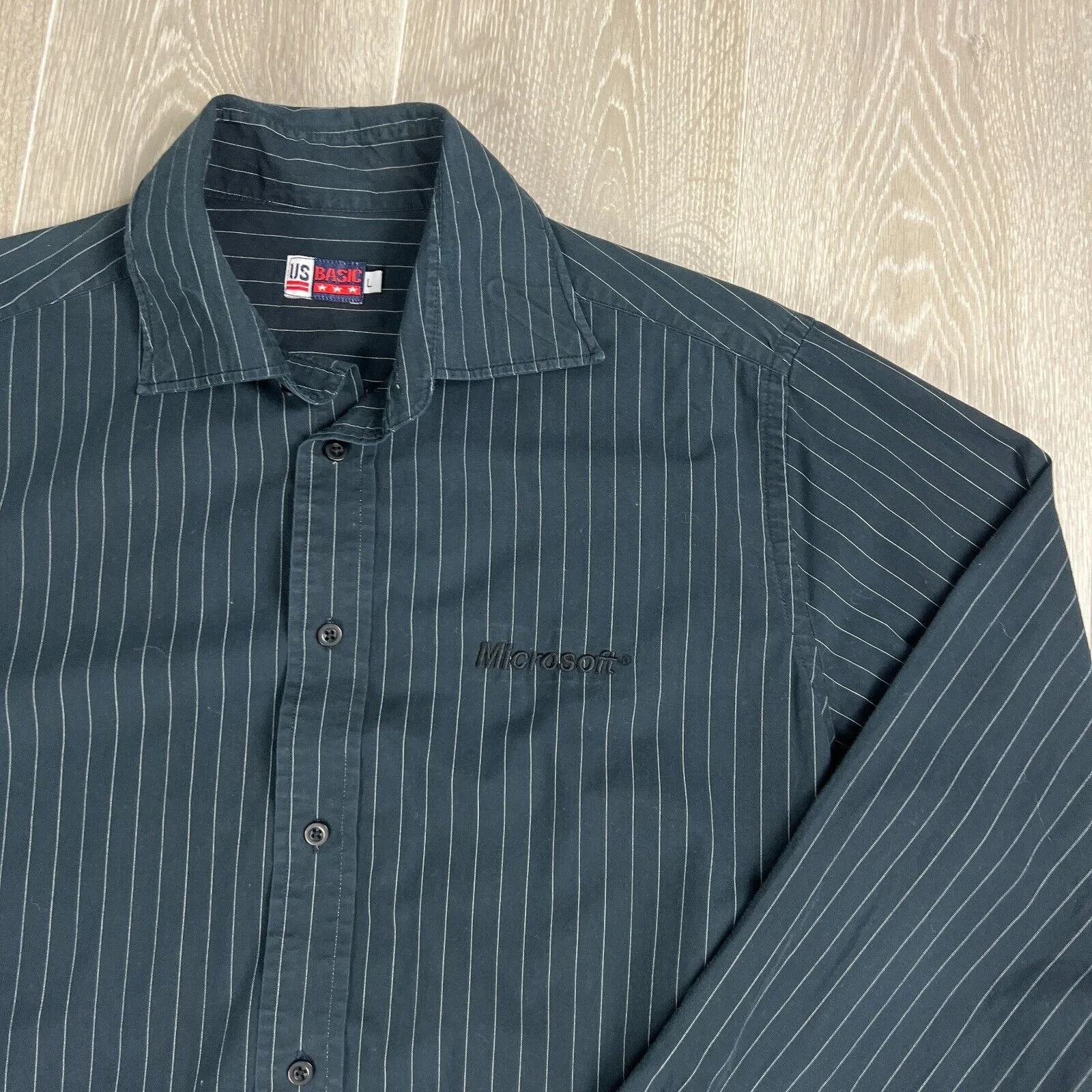 Microsoft Men’s Black Long Sleeve Button Up Shirt Size Large