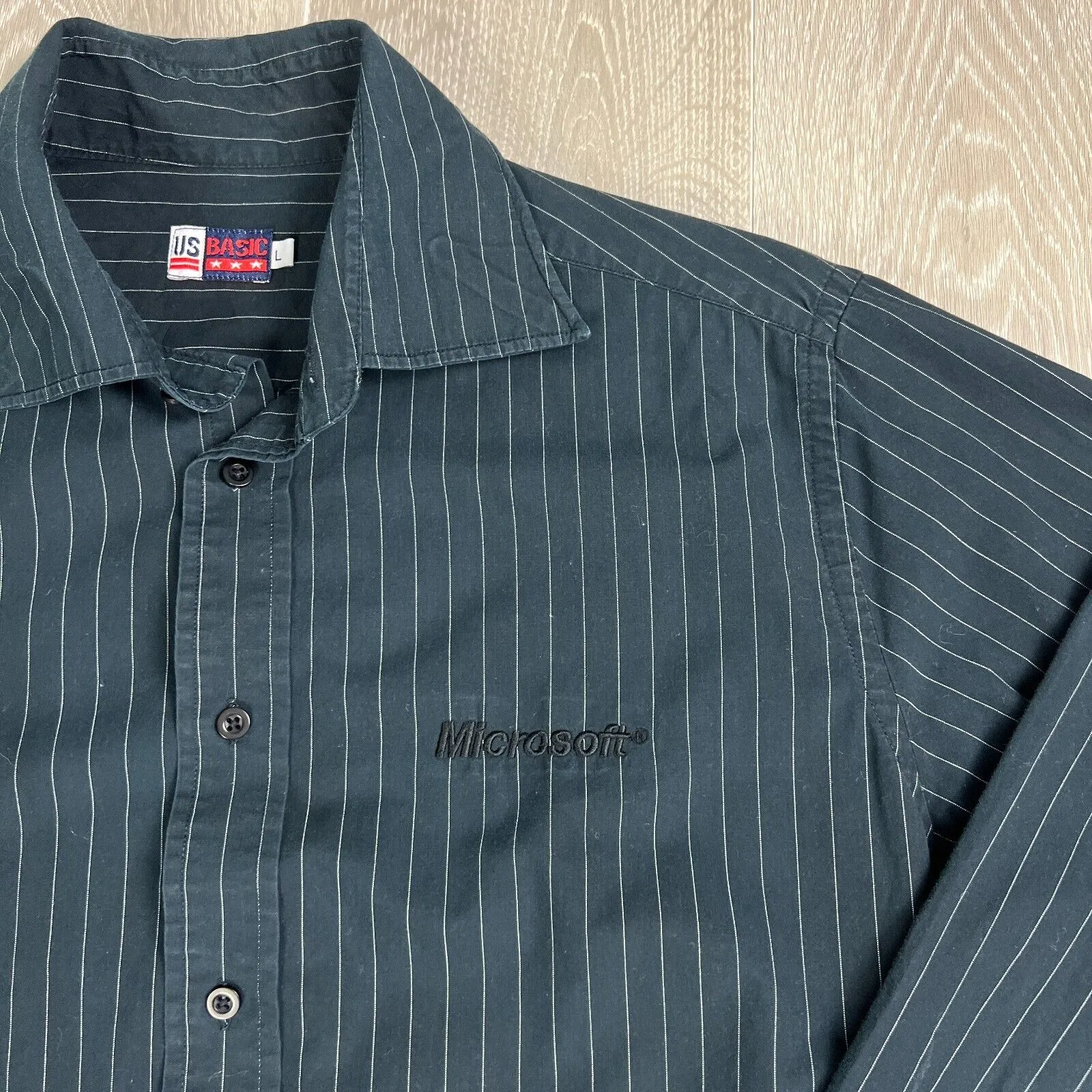 Microsoft Men’s Black Long Sleeve Button Up Shirt Size Large