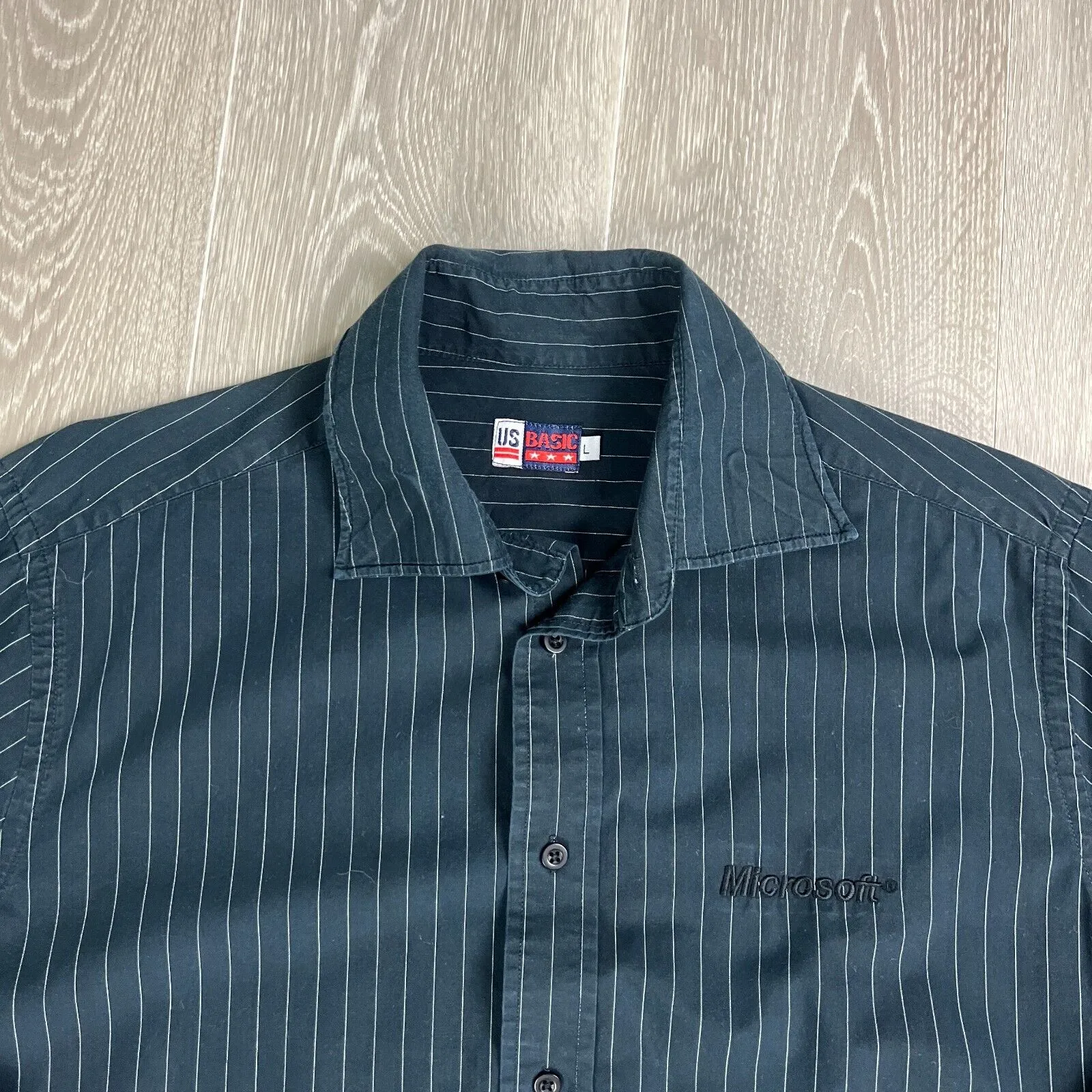 Microsoft Men’s Black Long Sleeve Button Up Shirt Size Large