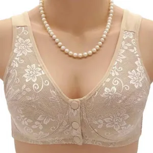 Middle-aged and Elderly Breast-receiving Adjustment Type No Steel Ring Large Size Front Buckle Underwear Thin Vest-style Female Mother's Bra