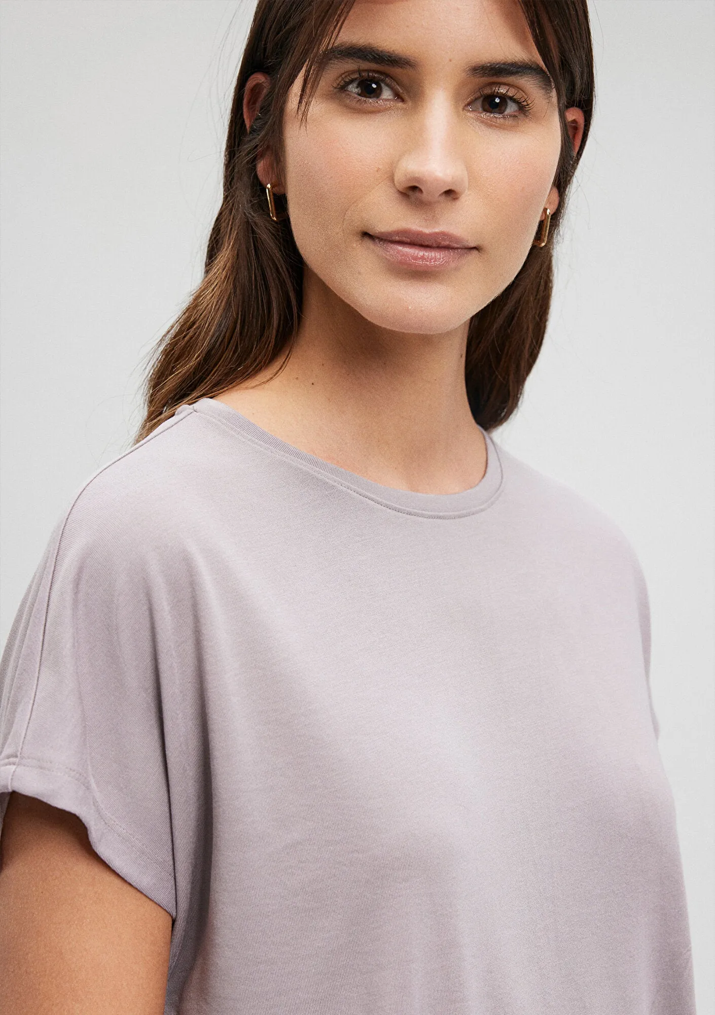 Modal Beige Basic T-Shirt