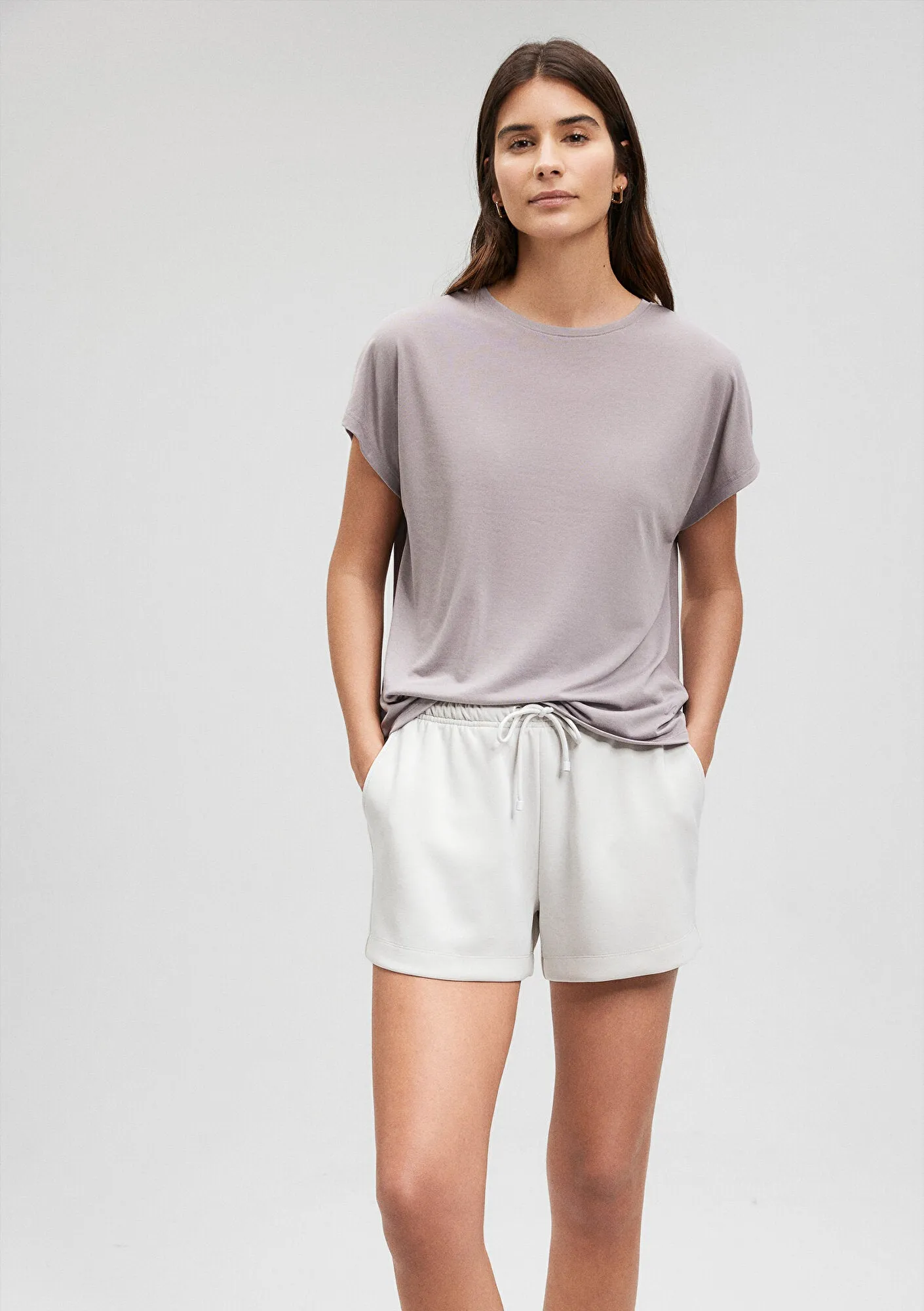 Modal Beige Basic T-Shirt
