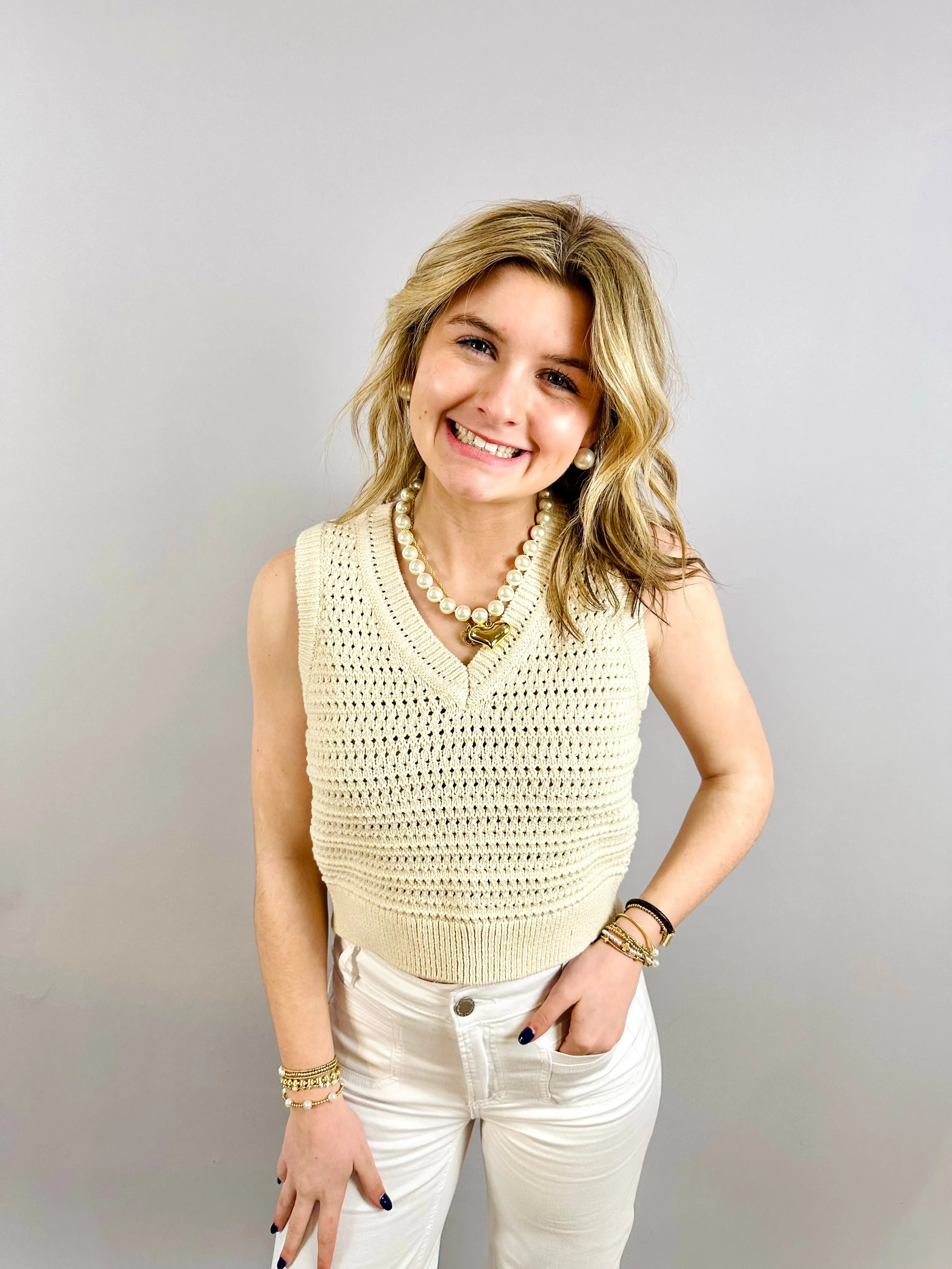 Montecito Sweater Vest Cream