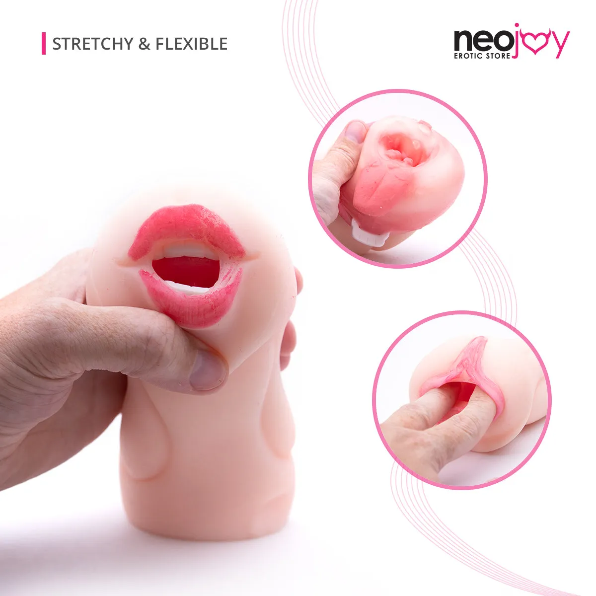 Neojoy Double Mouth Pocket Pussy TPE Realistic Vagina & Ass - Flesh